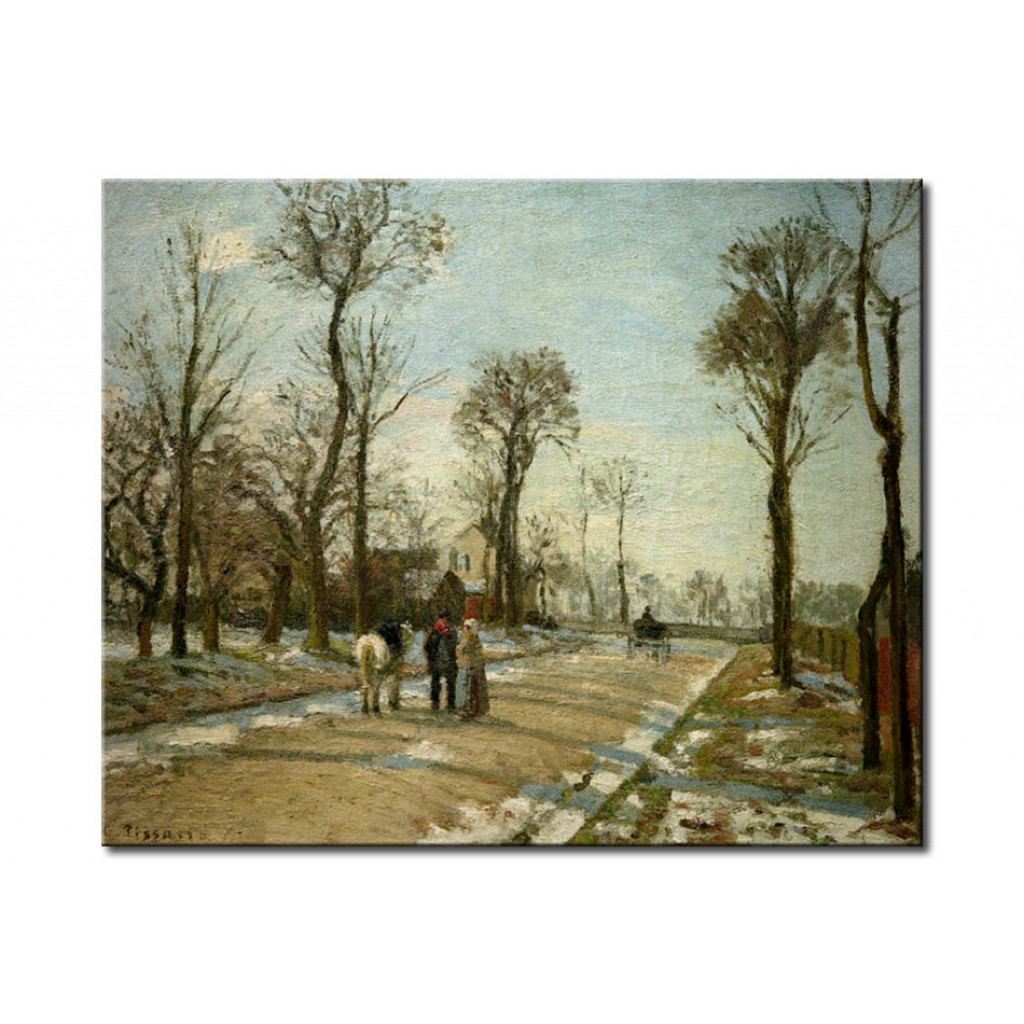 Schilderij  Camille Pissarro: Straße Nach Versailles: Louveciennes In Der Wintersonne Mit Schnee