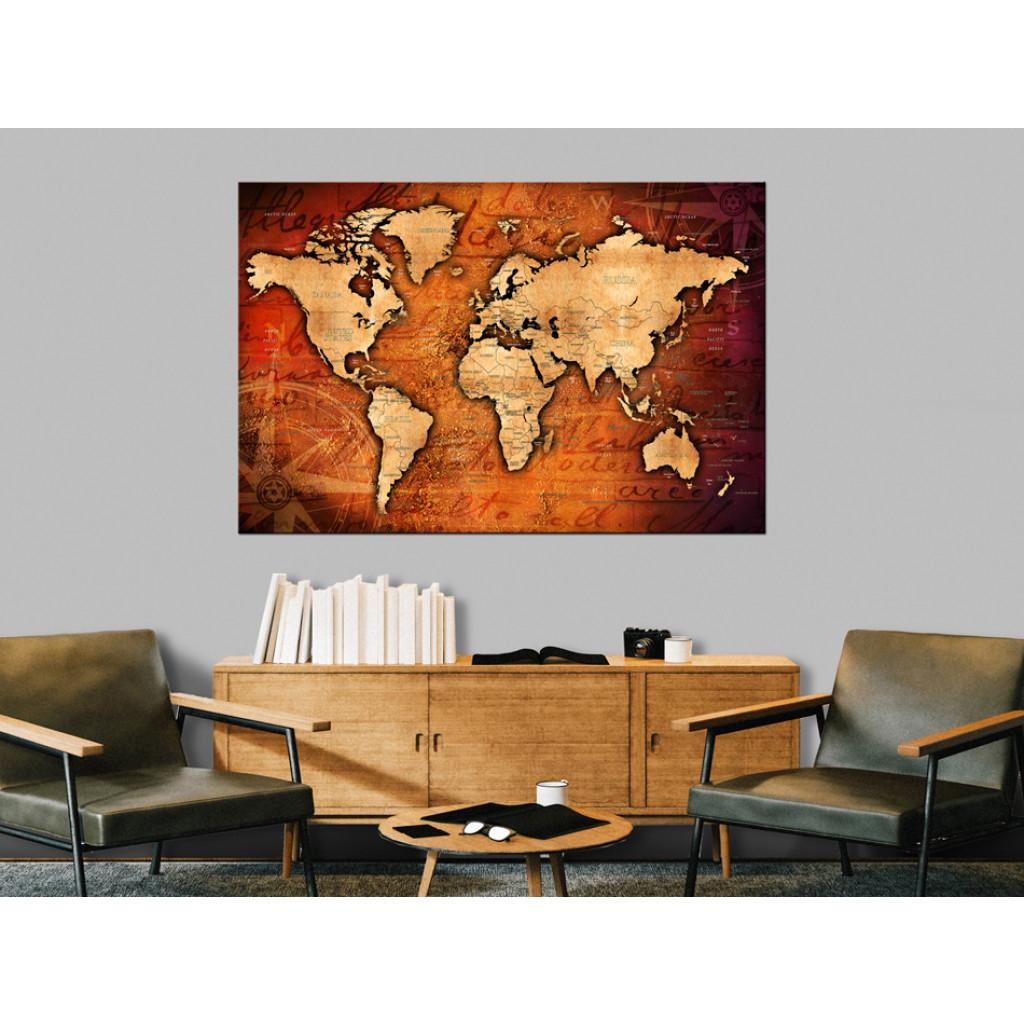 Schilderij  Kaarten Van De Wereld: Amber World
