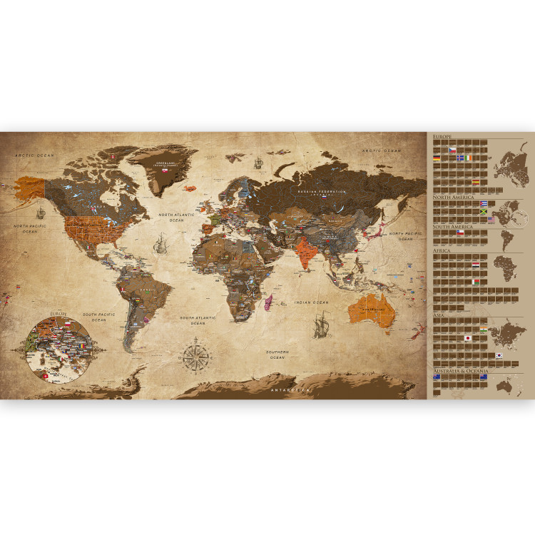 Weltkarte zum Rubbeln Weltkarte Vintage - Poster (Englische Beschriftung) 106883 additionalImage 4