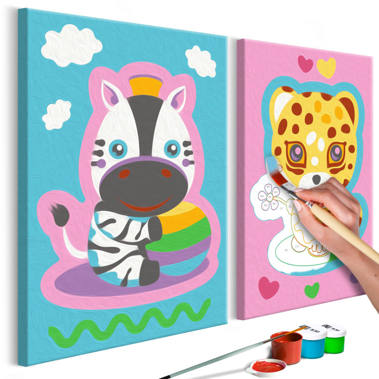 Kit de pintura artística para niños Cebra y leopardo (en rosa y azul) 107283 additionalImage 3
