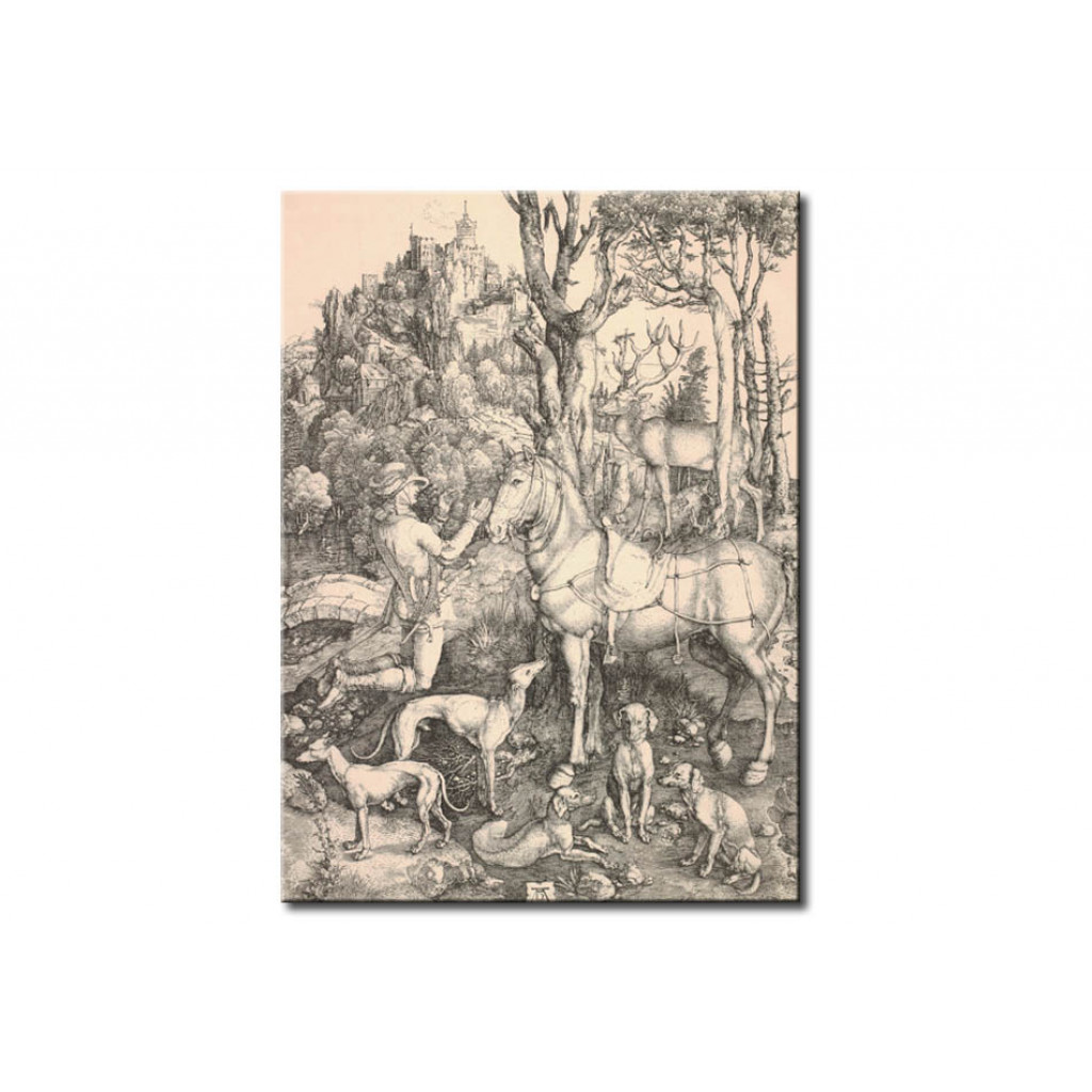 Schilderij  Albrecht Dürer: St Hubert, Also Called Eustachius