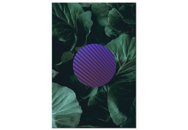 Canvas Violet circle - abstract geometry with a floral pattern