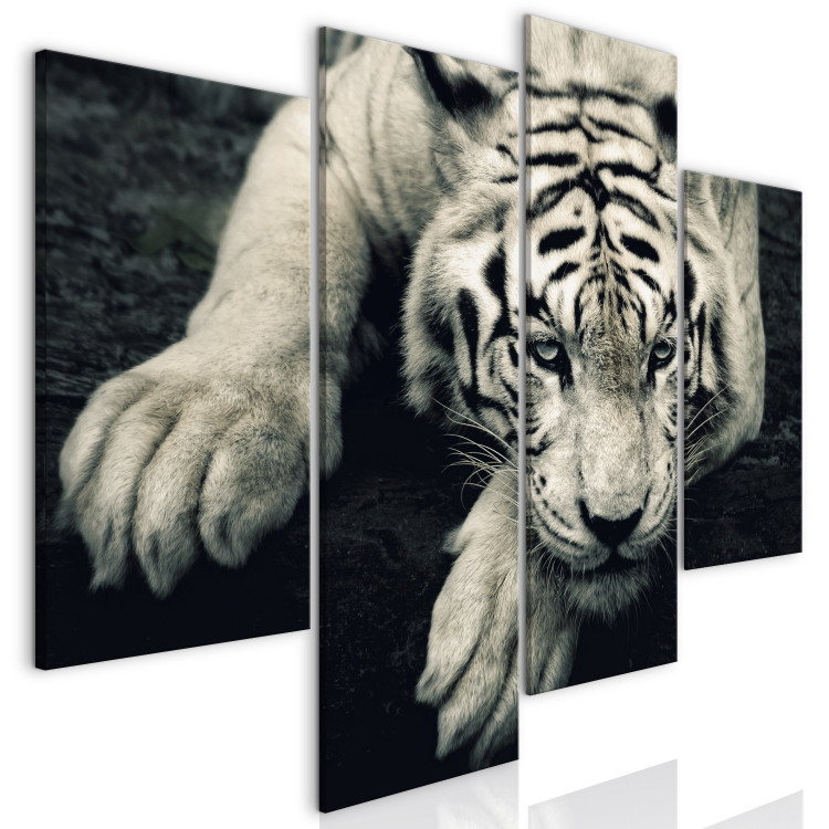 Quadro su tela Composizione in quattro parti con una tigre sdraiata 128783 additionalImage 2