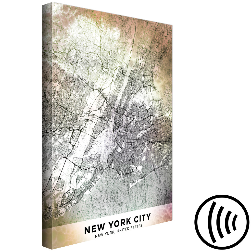 Schilderij  Kaarten Van De Wereld: New York City Plan - USA Stadsplattegrond Met De Inscriptie