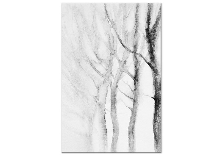 Obraz Drzewa przy drodze - czarno-biały szkic drzew posadzonych w szeregu 134783