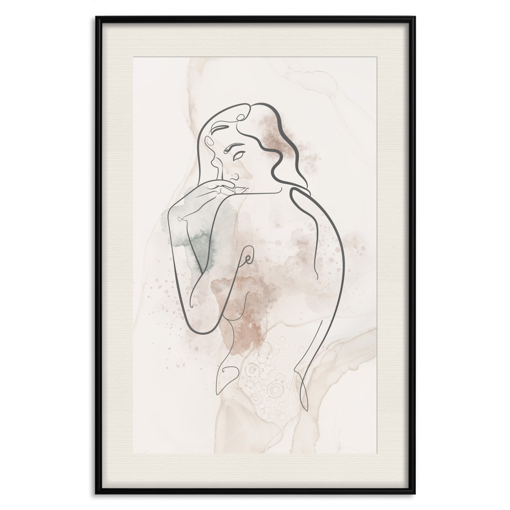 Muur Posters Ashamed Lady - Linear Representation Of A Female Figure