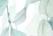 Round Canvas Vegetation - Delicate Green-Blue Leaves on a White Background 148683 additionalThumb 3