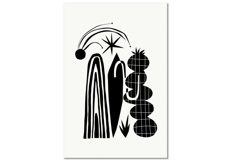 Quadro moderno Abstract Composition - Black and White Arches and Plant Forms 149883