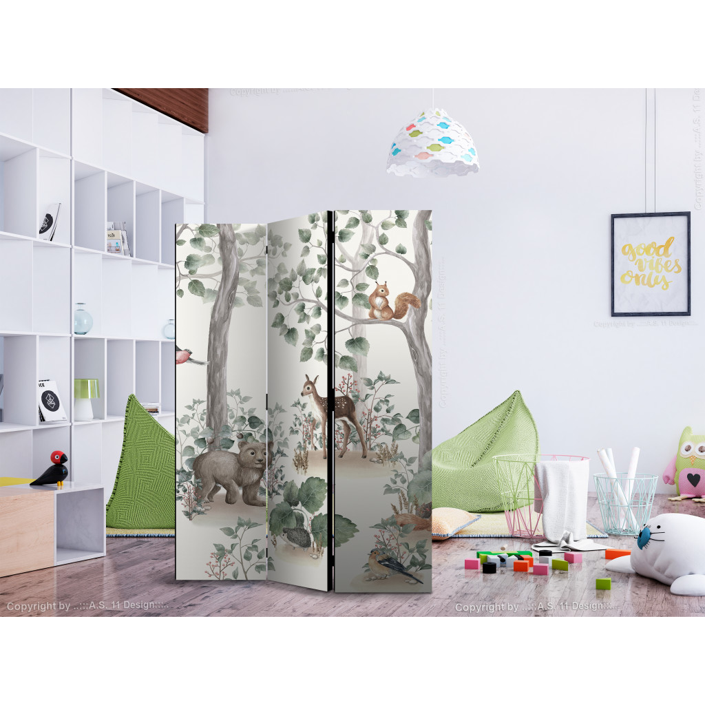 Skärmvägg Forest Story - Watercolor Landscape With Animals For Children [Room Dividers]