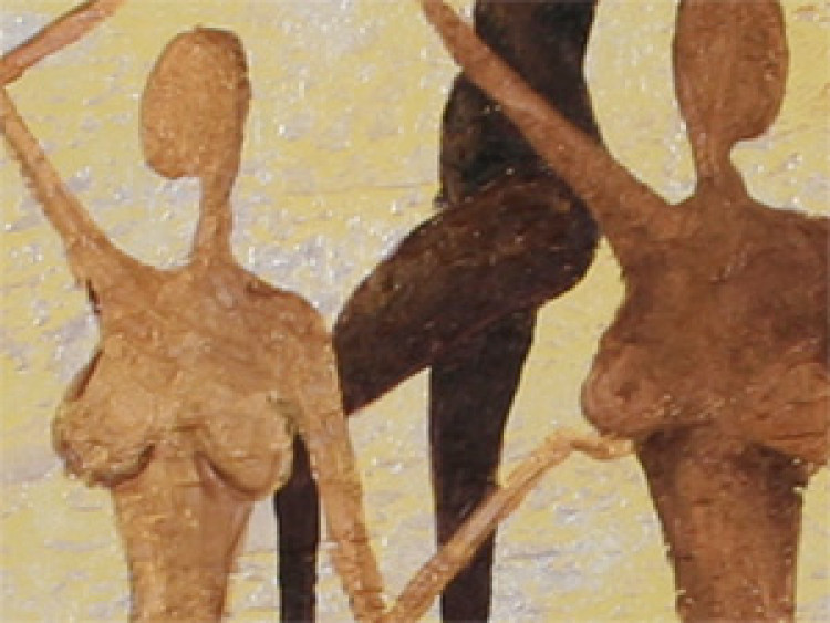 Tableau mural Quatre Grâces (1 pièce) - Silhouettes féminines en bronze 47083 additionalImage 3