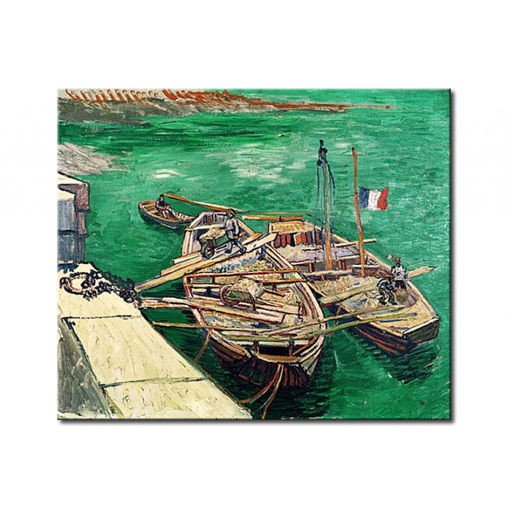 Schilderij  Vincent Van Gogh: Landing Stage With Boats