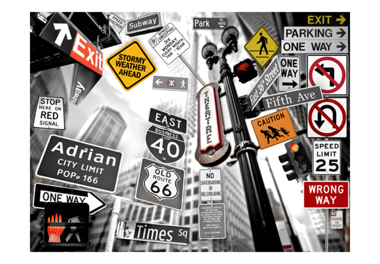 Wall Mural Street Art - Urban Mural with Road Signs from New York, USA 60683 additionalImage 1