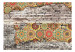 Fototapeta Eklektyczne połączenie - kolorowa mozaika na tle z wypłowiałej cegły 91983 additionalThumb 1