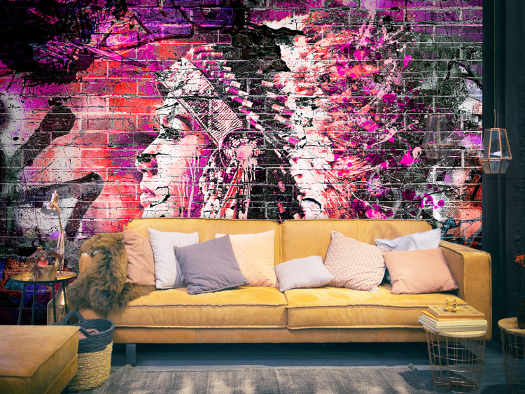Papier peint Art urbain - graffiti dans des teintes roses et violettes