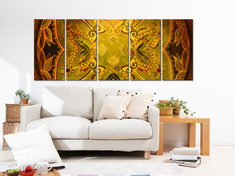 Canvas Print Oriental pattern - a fragment of a mandala in warm autumn colors 104993 additionalImage 3