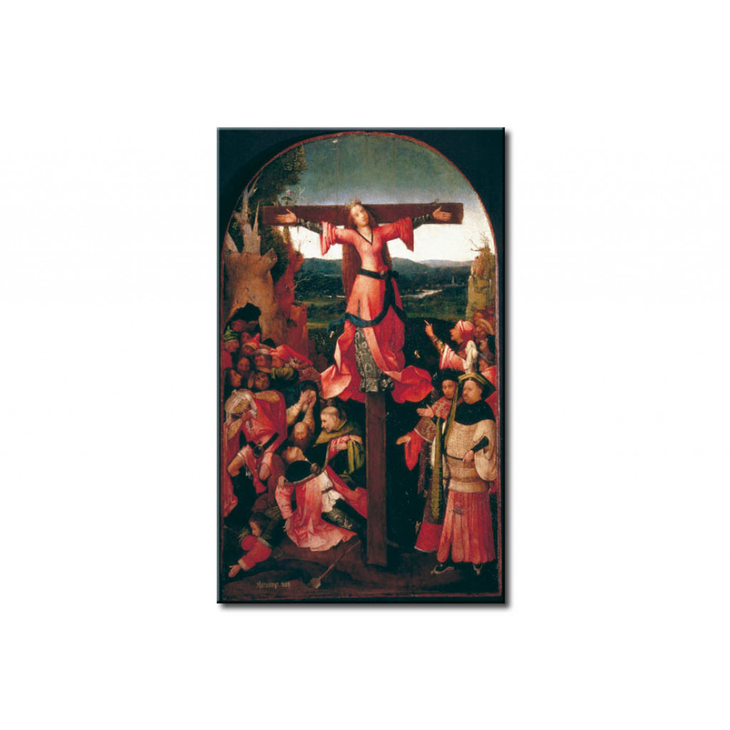 Schilderij  Hieronymus Bosch: The Crucifixion Of St. Julia (or Liberata)