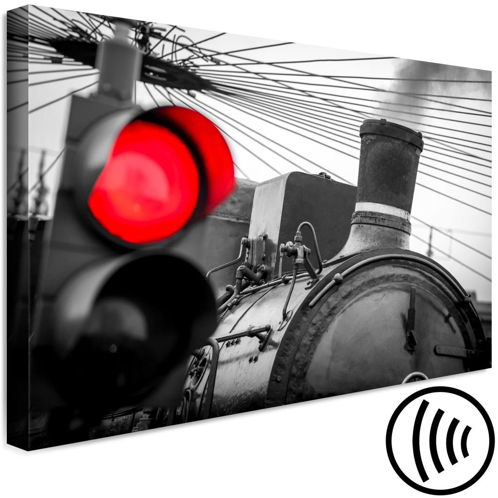 Obraz Dymny Szlak (1-częściowy) - Pociąg Z Metalu W Czarno-białym świetle