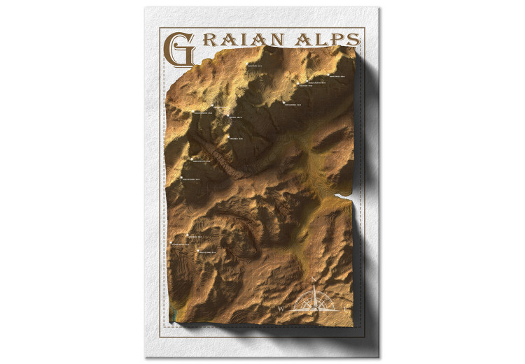 Obraz Alpy Graickie - izometryczna mapa austriackich gór z lotu ptaka 118493