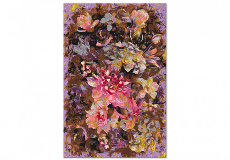 Obraz do malowania po numerach Suche kwiaty - okazały bukiet w odcieniach różu i brązu, fioletowe tło 146193 additionalImage 7