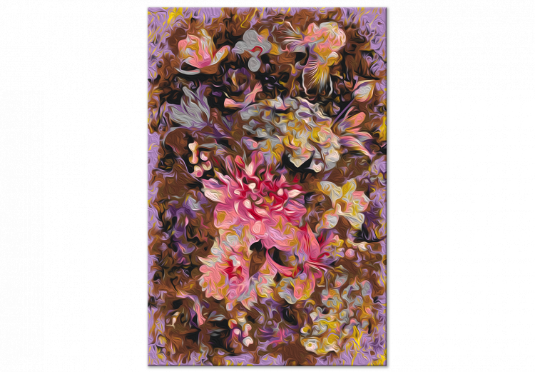 Obraz do malowania po numerach Suche kwiaty - okazały bukiet w odcieniach różu i brązu, fioletowe tło 146193 additionalImage 5