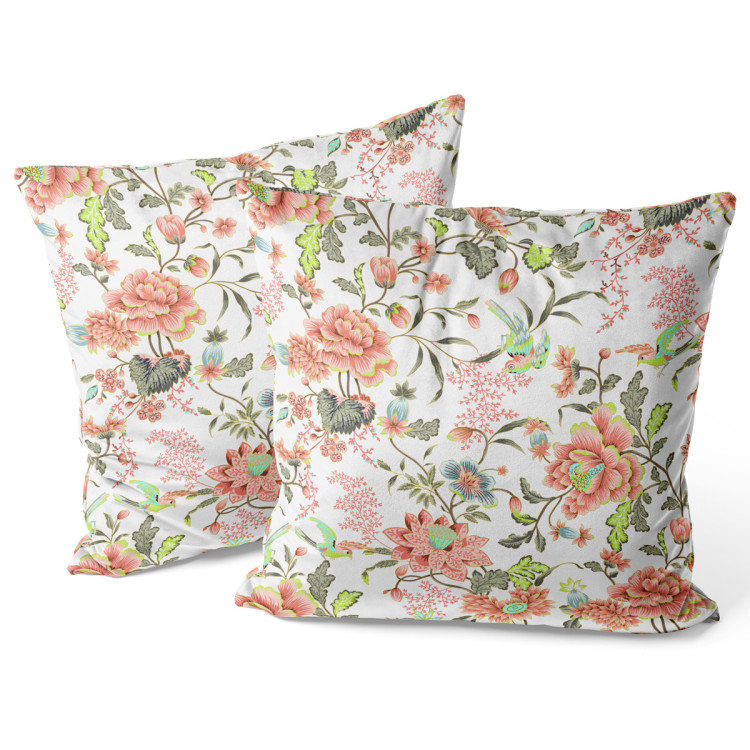 Sammets kudda Peach floral arabesque - a colourful composition of flowers 147093 additionalImage 3