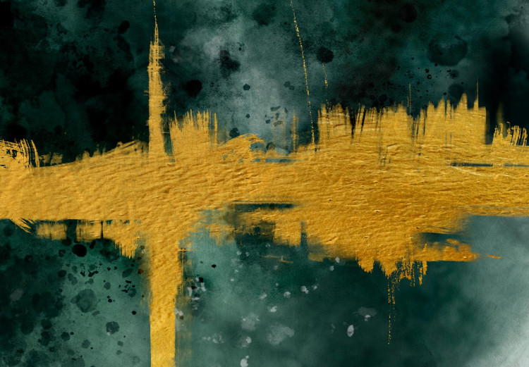 Rund tavla Golden Painted Horizon - Yellow Streak Against the Bottle-green Background 148693 additionalImage 4