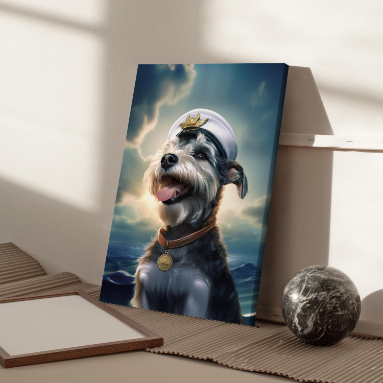Canvas Print AI Dog Schnauzer - Portrait of a Fantasy Animal in the Role of a Sailor - Vertical 150293 additionalImage 11
