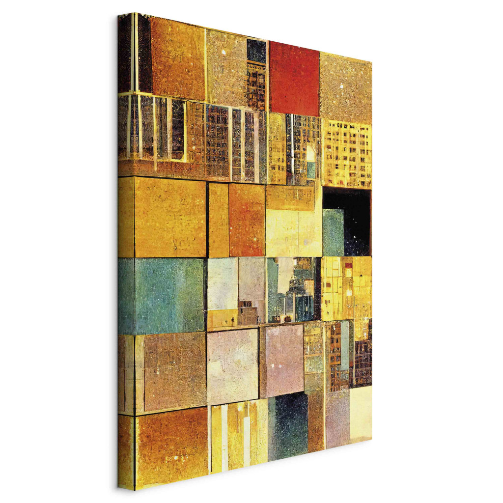 Duży Obraz XXL Abstrakcyjne Kwadraty - Geometryczna Kompozycja W Stylu Klimta [Large Format]