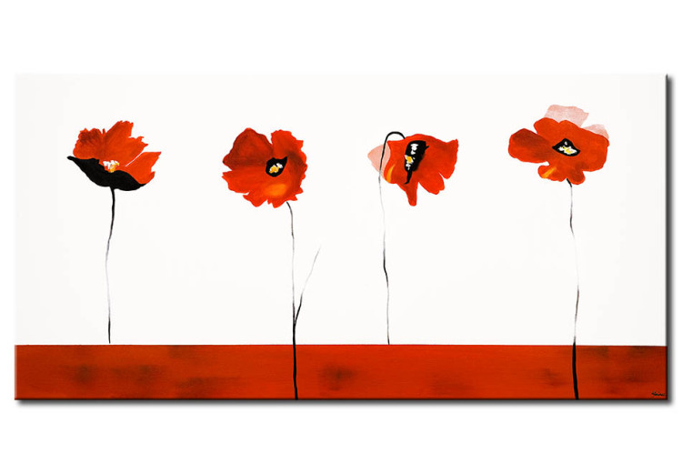 Quadro em tela Papoilas (1 parte) - uma abstração com flores individuais em um fundo branco 48593