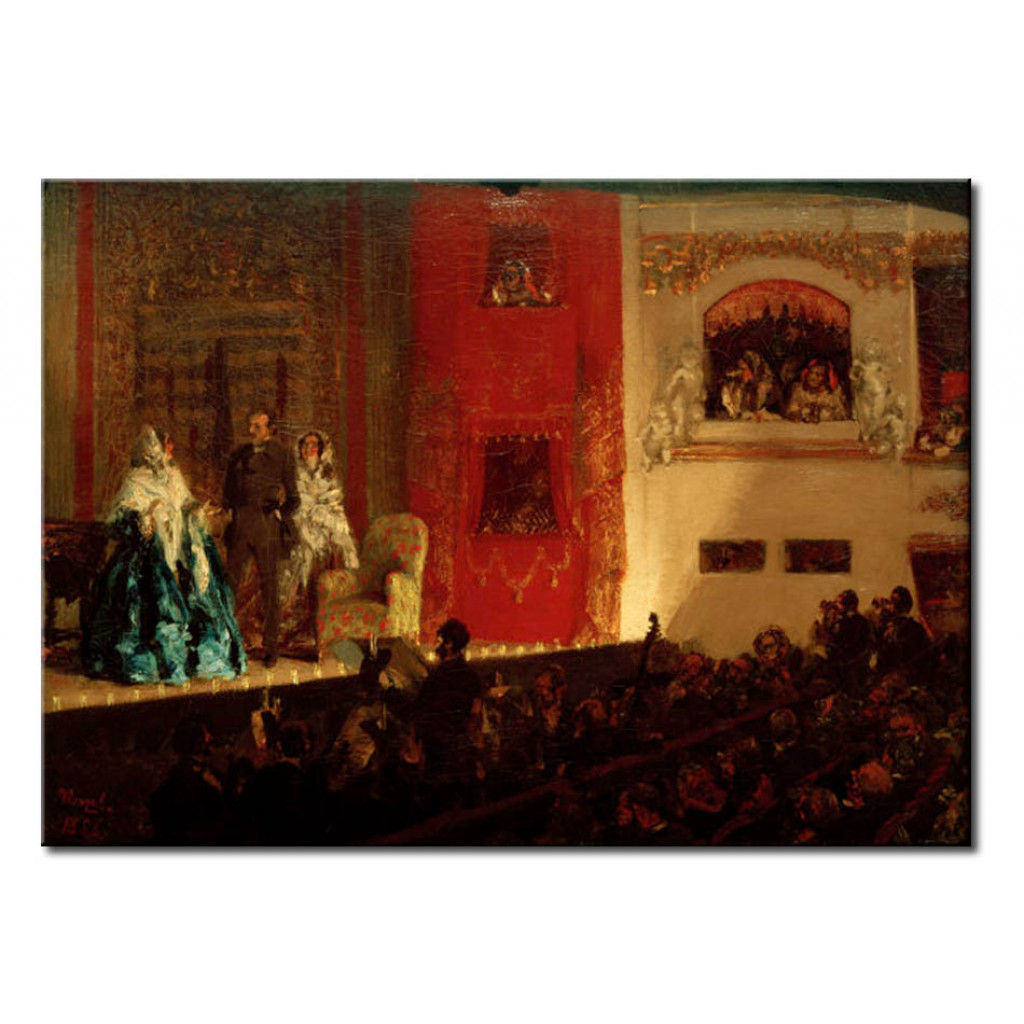 Schilderij  Adolph Von Menzel: Théâtre Du Gymnase In Paris