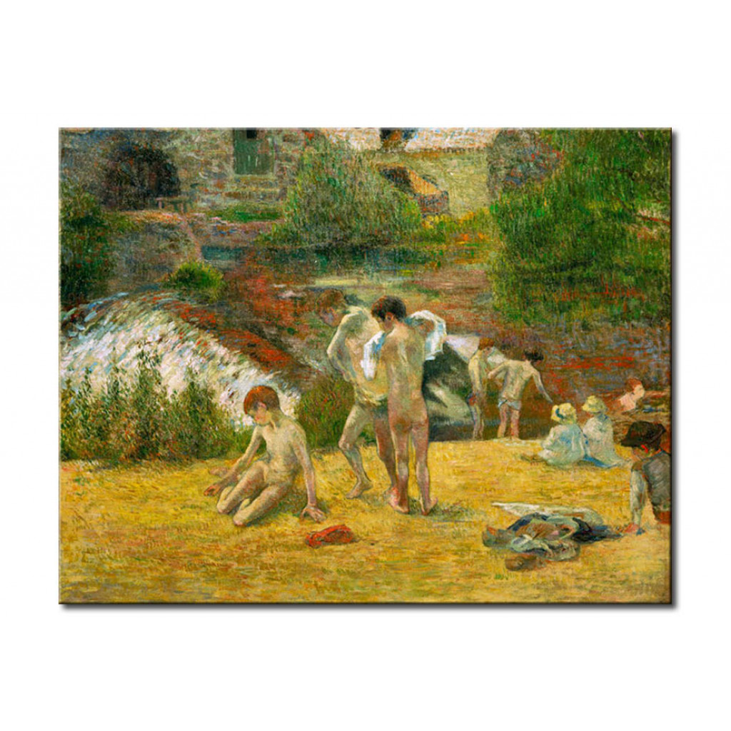 Schilderij  Paul Gauguin: Jeunes Bretons Au Bain, Ou La Baignade Au Moulin Du Bois D'Amour