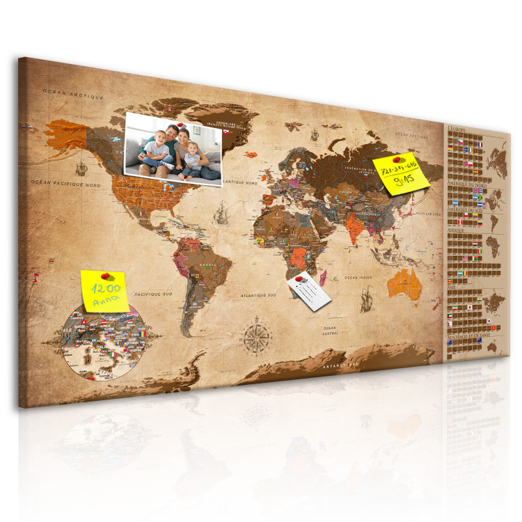 Mapa świata zdrapka na ścianę Mapa vintage - plakat na płycie (wersja francuska) 106904 additionalImage 3