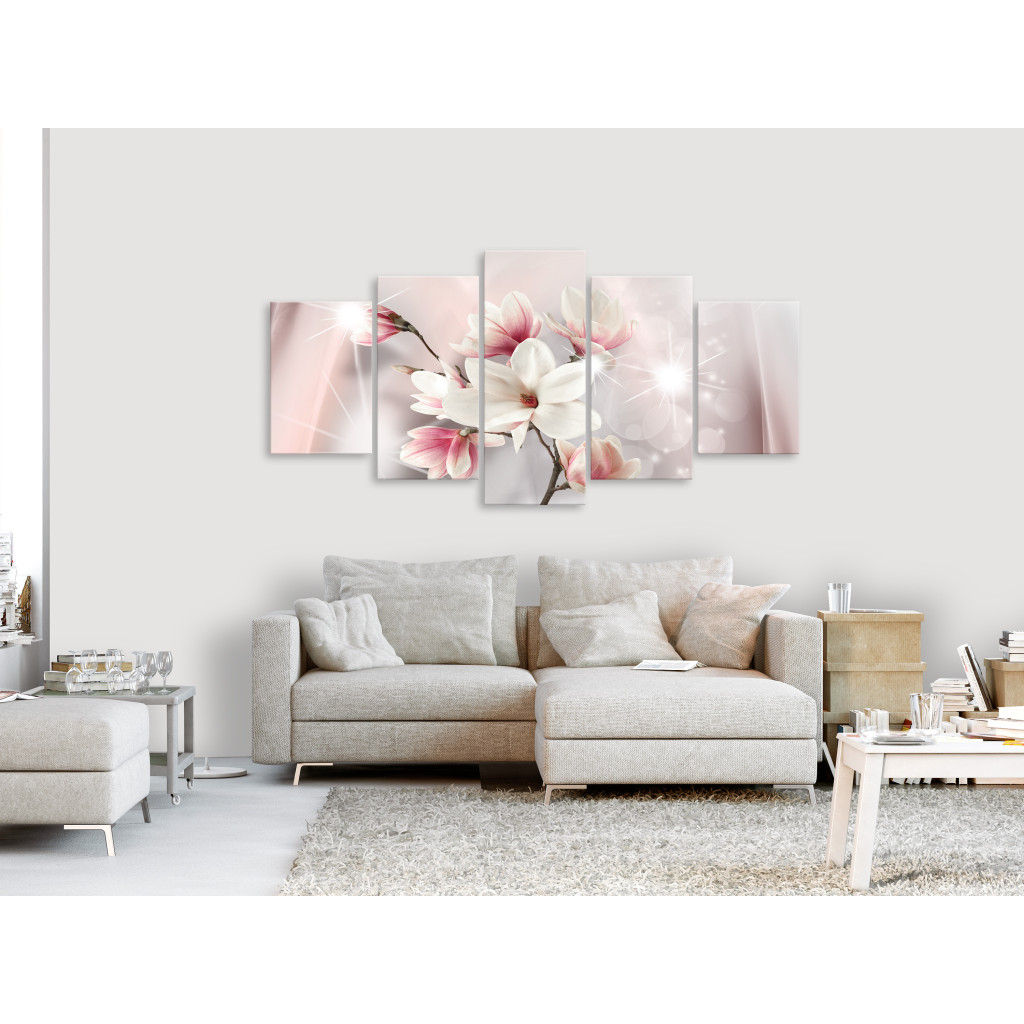 Schilderij  Magnolias: Dazzling Magnolias (5 Parts) Wide