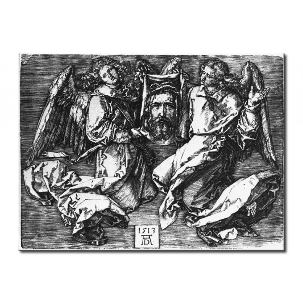 Målning The Cloth Of Veronica, Held By Two Angels