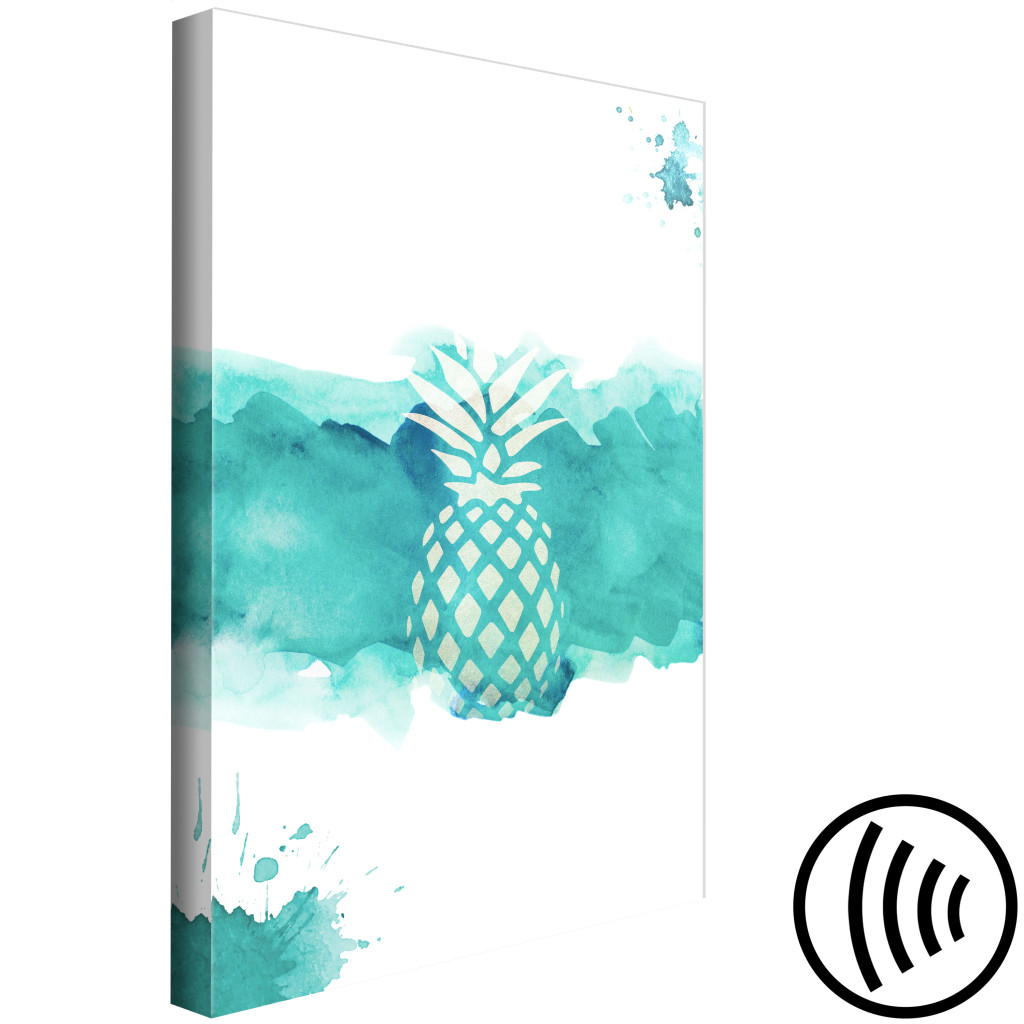 Obraz Owoc Malarstwa - Grafika Ananasa Na Niebieskim, Akwarelowym Tle