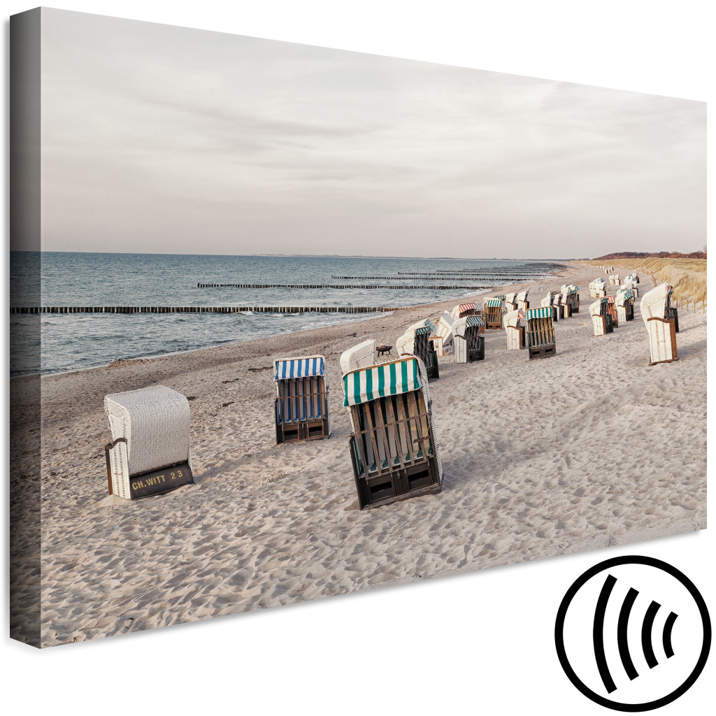 Schilderij  Zee: Aan De Rand Van Water En Zand (1-delige Serie) - Strand Met Uitzicht Op De Zee