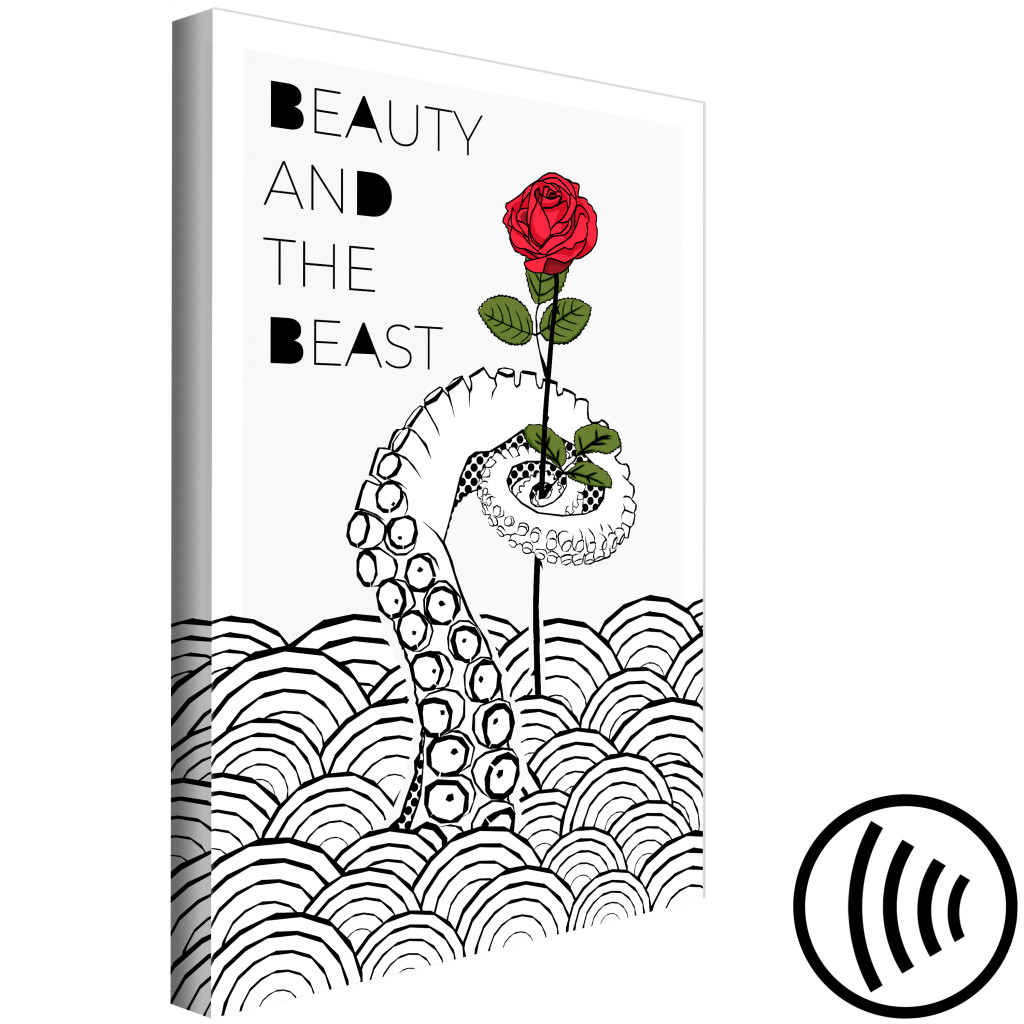 Schilderij  Met Inscripties: Beauty And The Beast (1 Part) Vertical
