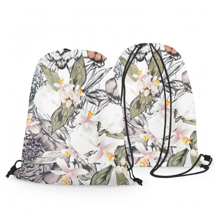 Mochila saco Floral impression - composition inspired by nature in green and grey 147704 additionalImage 3