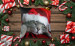 Decorative Velor Pillow Cat with Santa hat - Christmas animal on dark background 148504 additionalThumb 2