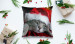 Decorative Velor Pillow Cat with Santa hat - Christmas animal on dark background 148504 additionalThumb 3