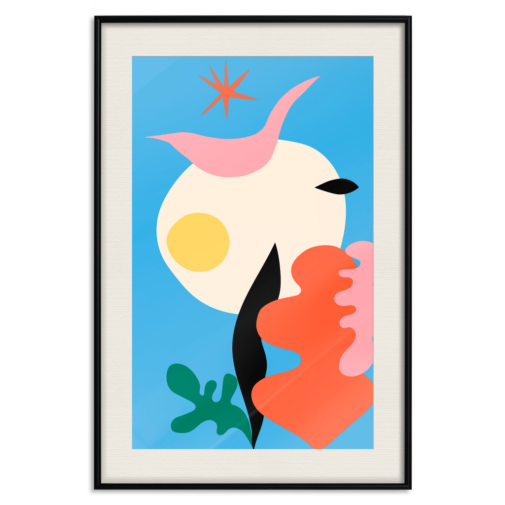 Posters: Abstraction - Organic Shapes In Intense Colors On A Blue Background