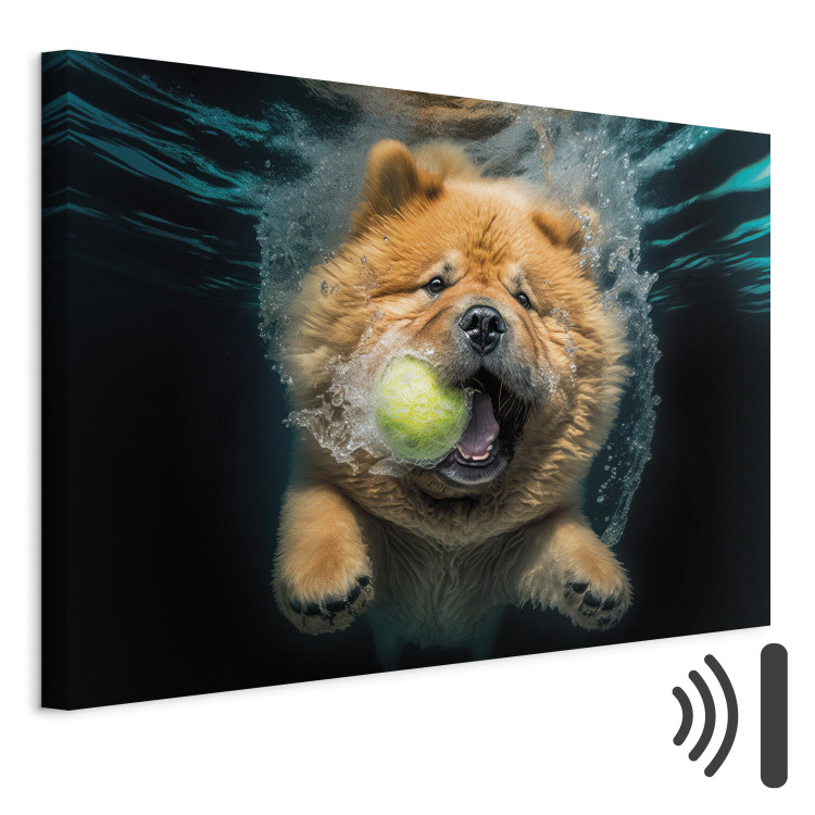 Canvas Art Print AI Dog Chow Chow - Floating Animal With a Ball in Its Mouth - Horizontal 150104 additionalImage 8