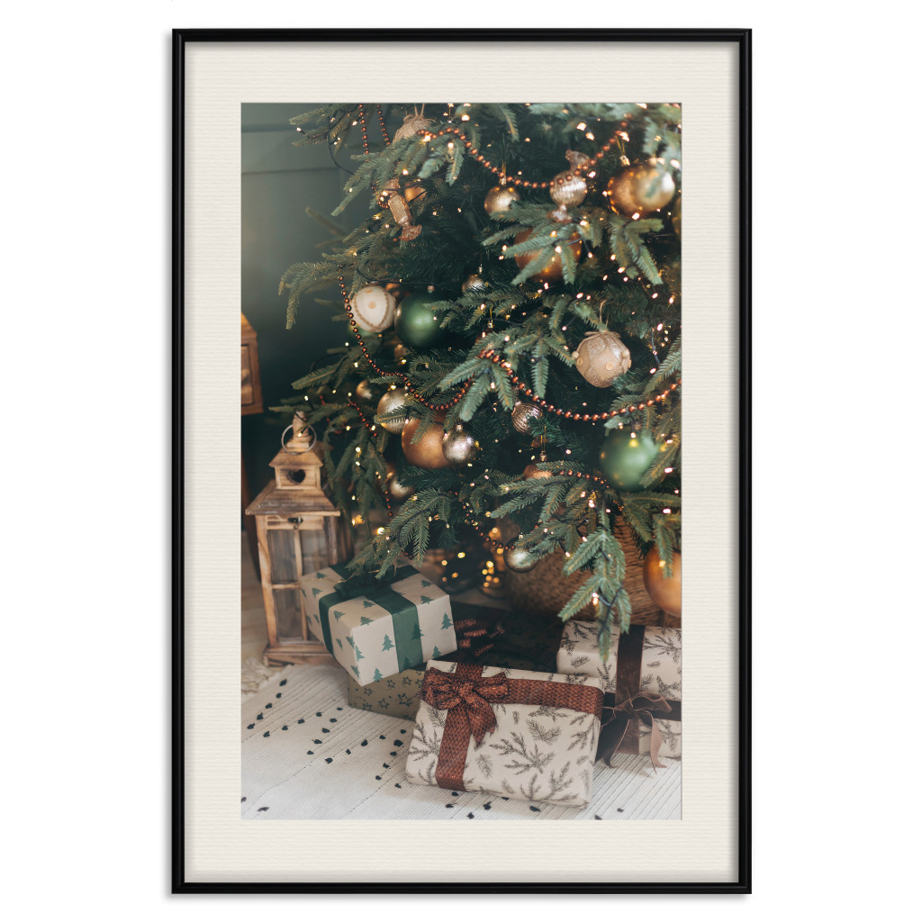 Poster Decorativo Christmas Time - Presents Arranged Under A Christmas Tree Decorated With Ornaments
