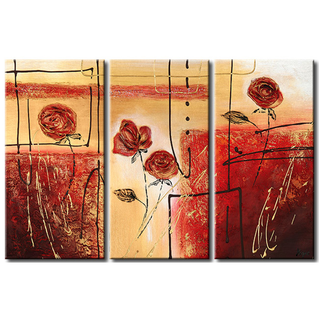 Pintura Composição Abstarcta Com Rosas
