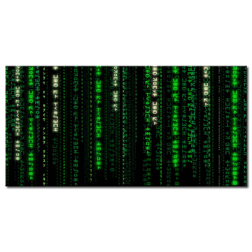 Obraz Zielony Kod (poziomy) - Abstrakcyjne, Chińskie Znaki Na Czarnym Tle
