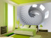 Mural de parede Arquitetura de interiores - escadas brancas em espiral com luz suave das janelas 59804