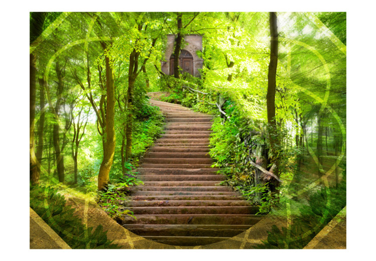 Wall Mural Mystery of the Forest - Imaginative Landscape with Stairs Surrounded by Trees 60504 additionalImage 1