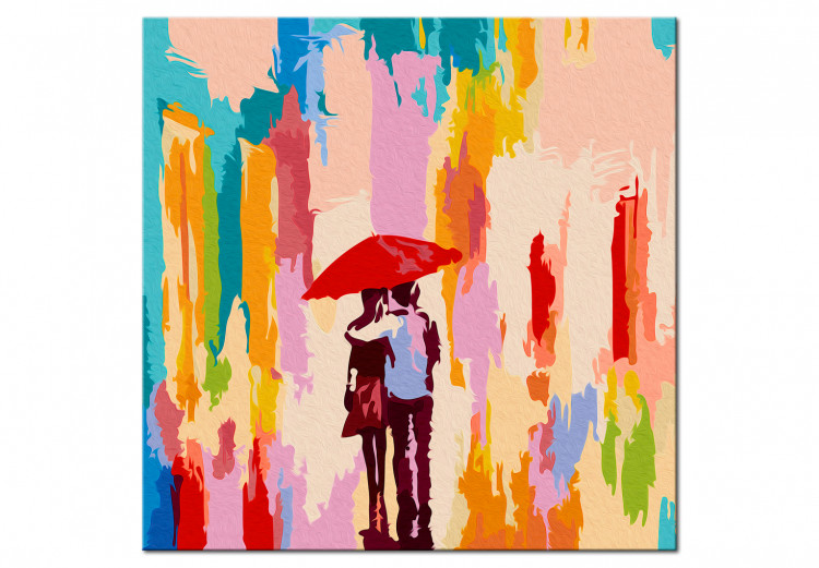Obraz do malowania po numerach Para pod parasolem (różowe tło) 107114 additionalImage 4