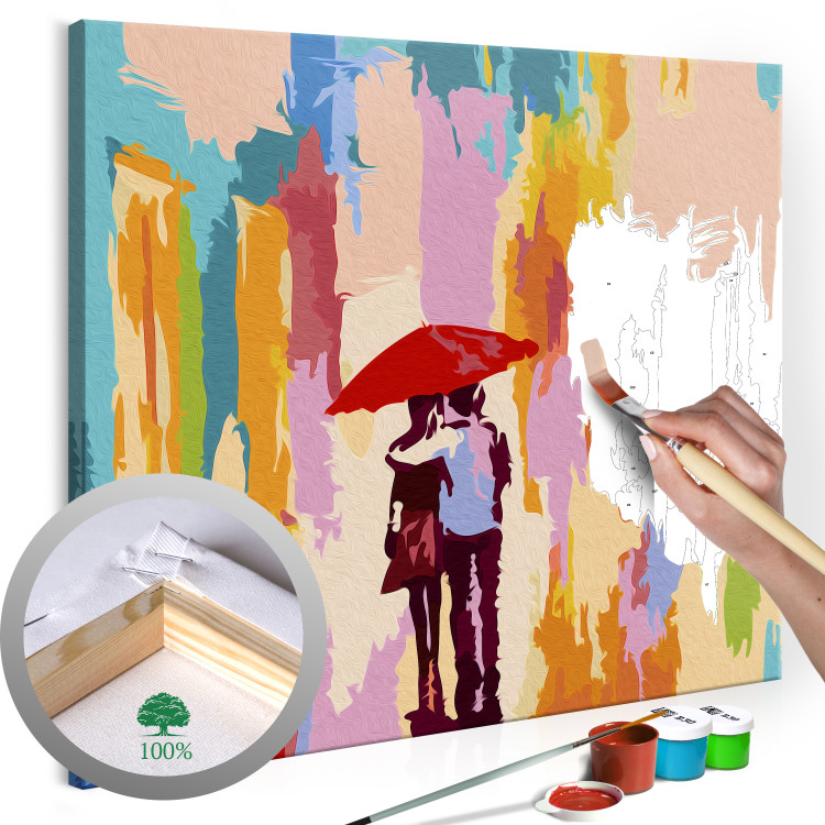 Obraz do malowania po numerach Para pod parasolem (różowe tło) 107114