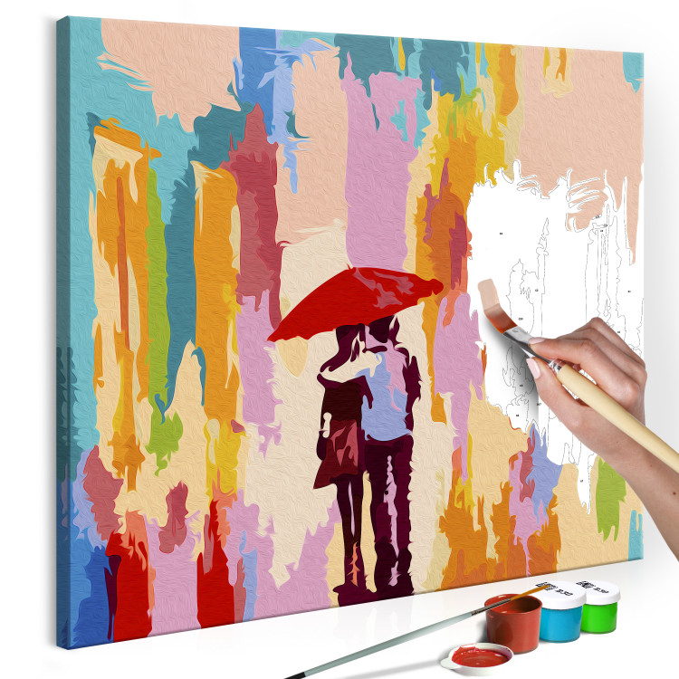 Malen nach Zahlen-Bild für Erwachsene Paar unter dem Regenschirm (Rosa Hintergrund) 107114 additionalImage 2